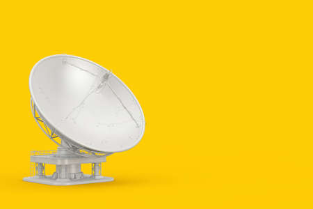 Big Satellite Dish Antenna Radar on a yellow background. 3d renderingの写真素材