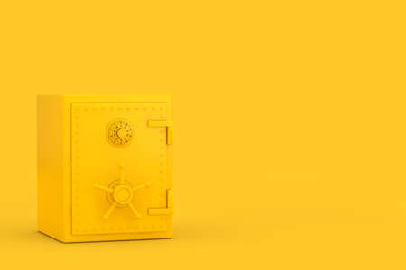 Yellow Bank Safe on a yellow background. 3d renderingの写真素材