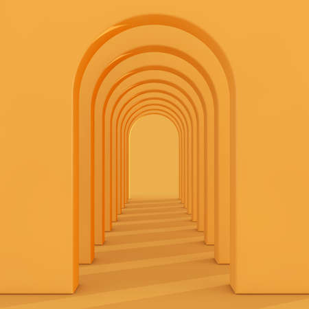 Architecture Interior Empty Yellow Walls Arched Pass extreme closeup. 3d Renderingの写真素材