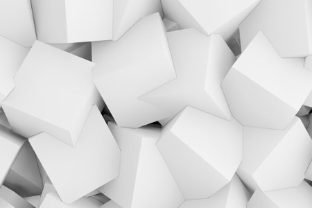White Abstract Futuristic Polygons Cubes Structure Background extreme closeup. 3d Rendering