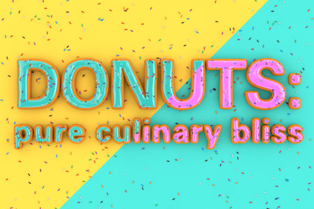 Donuts: Pure Culinary Bliss  Sale Slogan Sign in Shape of Big Pink and Blue Chocolate Glazed Donut...