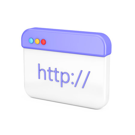 Cartoon HTTP Protocol Data Browser Page Window Web Icon Sign on a white background. 3d Renderingの写真素材