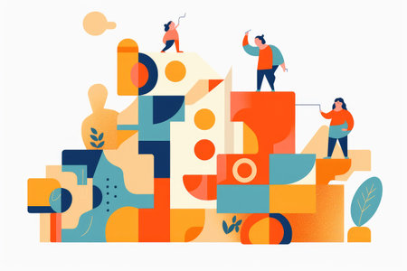 Business Team Work Flat Concept Infographic on a white background. Generative AIの素材