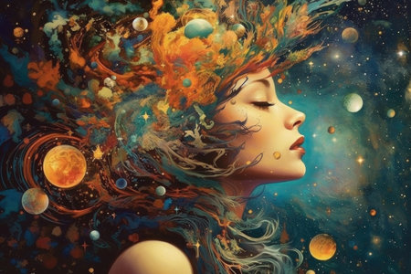 Abstract God of the Cosmos Art. Generative AIの素材