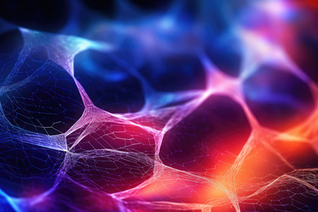 Web Abstract Creative Technology Network Background in Neon Colors extreme closeup. Generative AIの素材