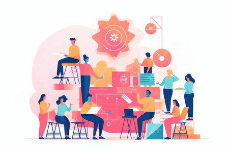Business Team Work Flat Concept Infographic on a white background. Generative AIの素材
