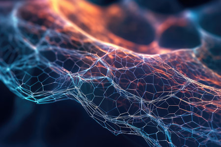 Web Abstract Creative Technology Network Background in Neon Colors extreme closeup. Generative AIの素材