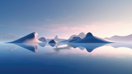 Abstract Futuristic Mountains Reflected in a Lake extreme closeup. Generative AIの素材