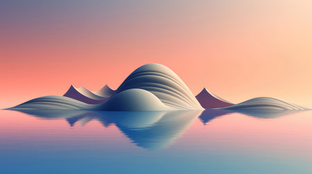 Abstract Futuristic Mountains Reflected in a Lake extreme closeup. Generative AIの素材