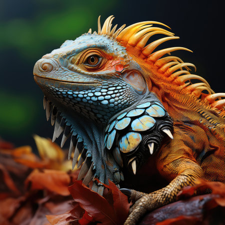 Portrait of Beatiful Color Chamelon extreme closeup. Generative AIの素材
