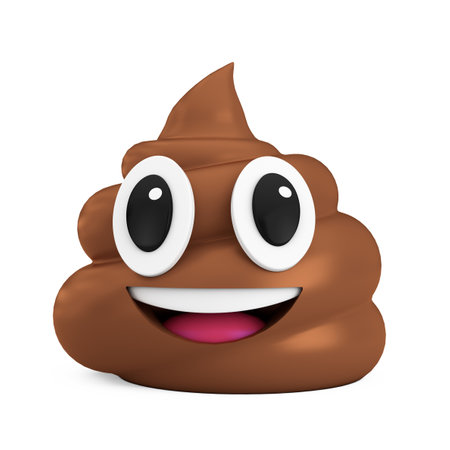Brown Piece of Shit Cartoon Poop Icon Character Mascot Person on a white background. 3d Renderingの写真素材