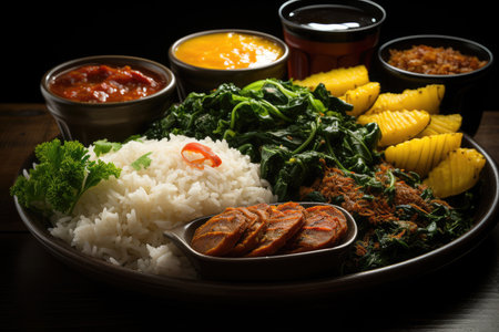Cassava Brazilian Food on a Plate extreme closeup. Generative AIの素材