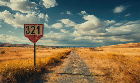 The Beginning of a Long Deserted Road extreme closeup. Generative AIの素材