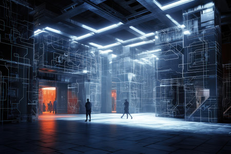 Modern Warehouse Interior extreme closeup. Generative AIの素材