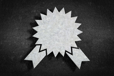 Grunge White Stone Award Medal Certified Badge Rosette Icon on a Dark Grunge background. 3d renderingの写真素材