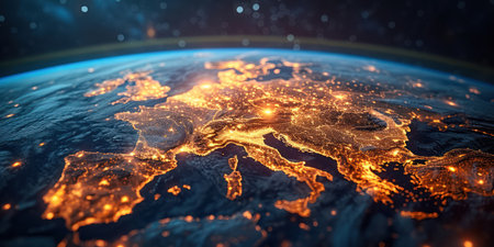 Planet Earth. View from Space extreme closeup. Generative AIの素材