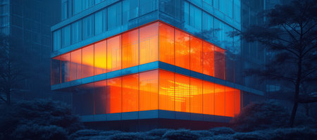 Light From Building Windows at Night extreme closeup. Generative AIの素材