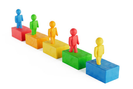 Colorful Plasticine Character Business Team with Leader on a White Background. 3d renderingの写真素材