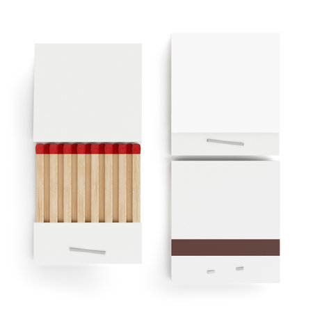 White Book Matchbox Mockup Front and Back Side on a white background. 3d renderingの写真素材