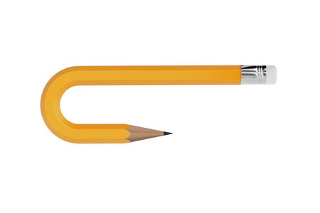 Creative Idea, and Imagination Concept. Yellow Bended Pencil on a white background. 3d rendering