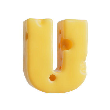 Swiss Cheese Font Letter U on a white background. 3d renderingの写真素材