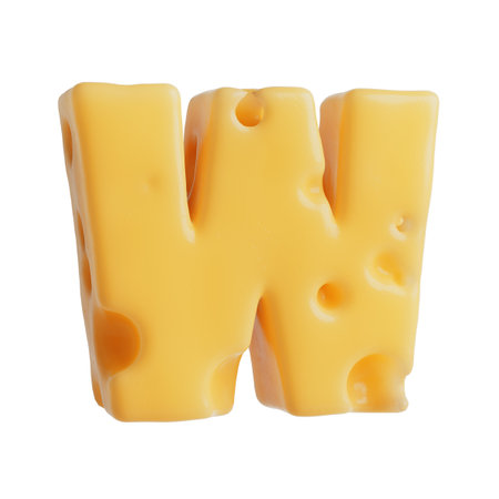 Swiss Cheese Font Letter W on a white background. 3d renderingの写真素材