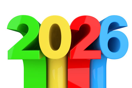 Abstract New 2026 Year Sign on a white background. 3d Rendering