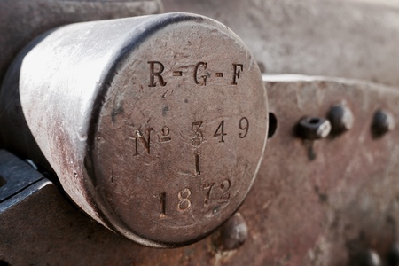 Artillery cannon on display at Nyaung Shwe Cultural Museum manufactured by Royal Gun Factory, Enfield, UKのeditorial素材