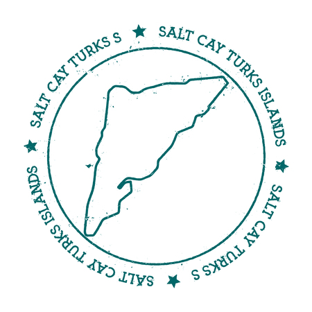 Salt Cay, Turks Islands vector map. Distressed travel stamp with text wrapped around a circle and stars. Island sticker vector illustration.のイラスト素材