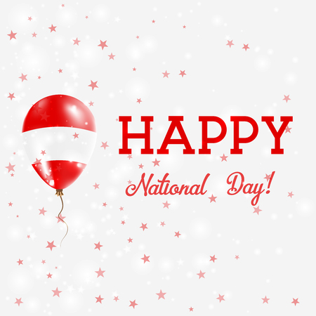Austria National Day patriotic poster. Flying Rubber Balloon in Colors of the Austrian Flag. Austria National Day background with Balloon, Confetti, Stars, Bokeh and Sparkles.のイラスト素材