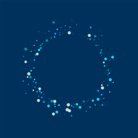 Beautiful falling snow. Small round shape with beautiful falling snow on deep blue background. Vector illustration.のイラスト素材