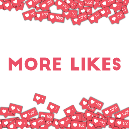 More likes. Social media icons in abstract shape background with pink counter. More likes concept in...