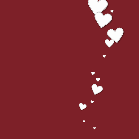Cutout paper hearts. Right wave on wine red background. Vector illustration.のイラスト素材