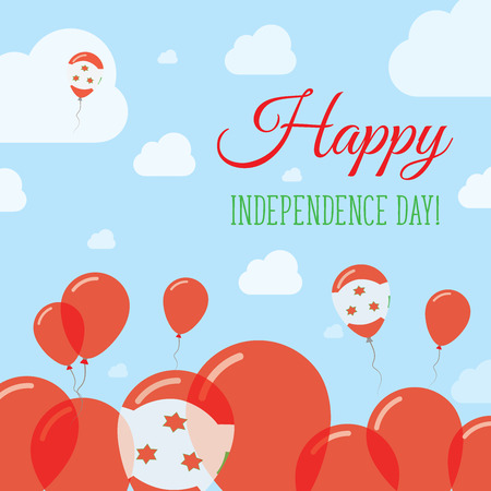 Burundi Independence Day Flat Patriotic Design. Burundian Flag Balloons. Happy National Day Vector Card.のイラスト素材