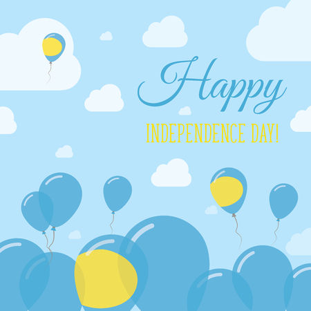 Palau Independence Day Flat Patriotic Design. Palauan Flag Balloons. Happy National Day Vector Card.のイラスト素材