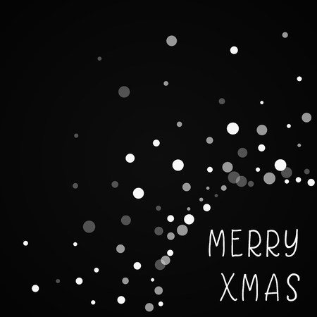 Merry Xmas greeting card. Falling white dots background. Falling white dots on black background. Amazing vector illustration.のイラスト素材