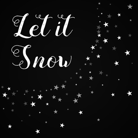 Let it snow greeting card. Random falling stars on black background vector illustration.のイラスト素材