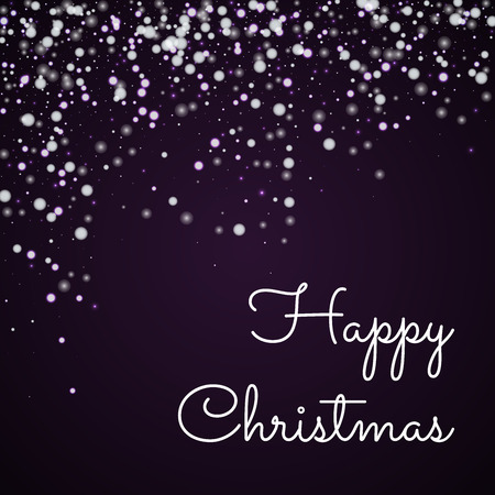Happy Christmas greeting card. Beautiful falling snow background. Beautiful falling snow on deep purple background. Gorgeous vector illustration.のイラスト素材