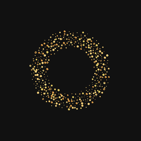 Gold confetti. Smal bagel on black background. Vector illustration.のイラスト素材