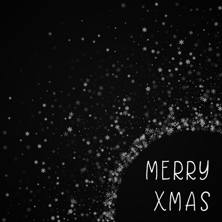 Merry Xmas greeting card. Beautiful snowfall background. Beautiful snowfall on red background. Amazing vector illustration.のイラスト素材