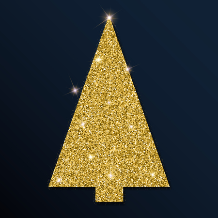Golden glitter unique Christmas tree. Luxurious Christmas design element, vector illustration.のイラスト素材