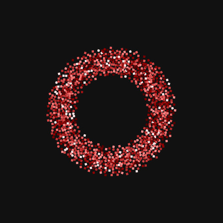 Red gold glitter. Smal bagel with red gold glitter on black background. Good-looking Vector illustration.のイラスト素材