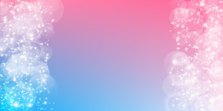 Falling hearts valentine background. Right left border on color transition background. Falling hearts valentines day fine design. Vector illustration.のイラスト素材