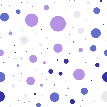 Colorful polka dots seamless pattern on white 27 background. Wonderful classic colorful polka dots textile pattern. Seamless scattered confetti fall chaotic decor. Abstract vector illustration.のイラスト素材