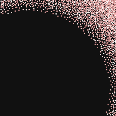 Abstract design, right top corner with pink gold glitter on black background.  Vector illustration.のイラスト素材