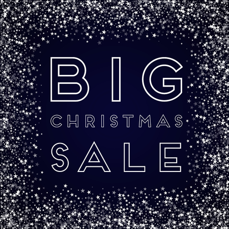 Big Christmas Sale greeting card. Amazing falling stars background. Amazing falling stars on deep blue background. Splendid vector illustration.のイラスト素材