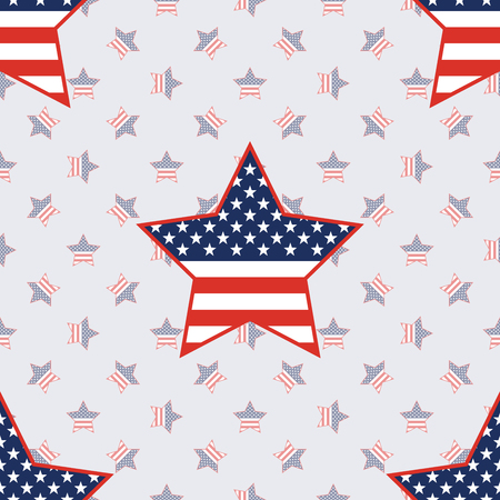 USA patriotic stars seamless pattern on american stars background. American patriotic wallpaper with USA patriotic stars. Surface pattern vector illustration.のイラスト素材