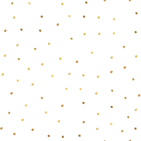 Golden dots seamless pattern on white background. Beautiful gradient golden dots endless random scattered confetti on white background. Confetti fall chaotic decor. Modern creative pattern.のイラスト素材