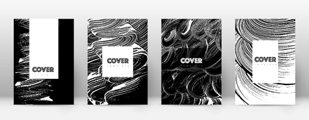 Cover page design template. Hipster brochure layout. Breathtaking trendy abstract cover page. Black and white grunge texture background. Quaint poster.のイラスト素材