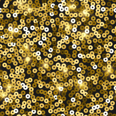 Glitter seamless texture. Admirable gold particles. Endless pattern made of sparkling sequins. Astonishing abstract vector illustration.のイラスト素材